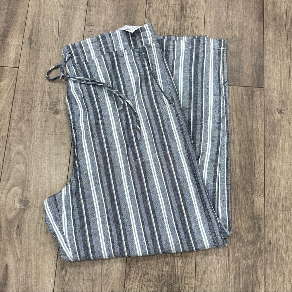 Westport Linen Blend Striped Wide Leg Pants Size XL Coastal Seaside Resort
